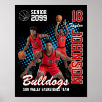 Basketball Team Custom Photo Senior Night Red