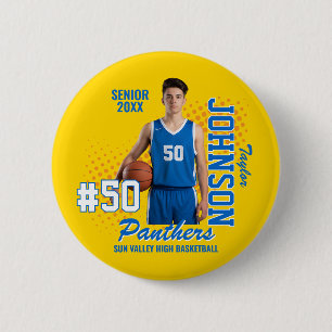 Basketball Team Custom Photo Senior Night Sports 6 Cm Round Badge