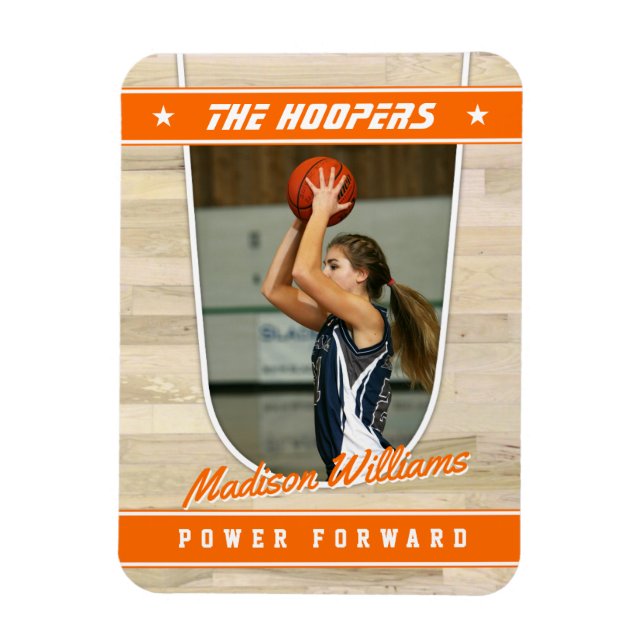 Basketball Team Customisable Orange Souvenir Magnet (Vertical)