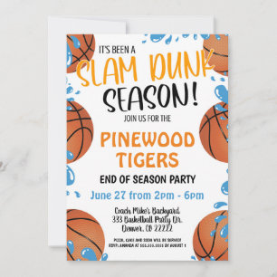 BASKETBALL TEAM END OF SEASON PARTY INVITATION