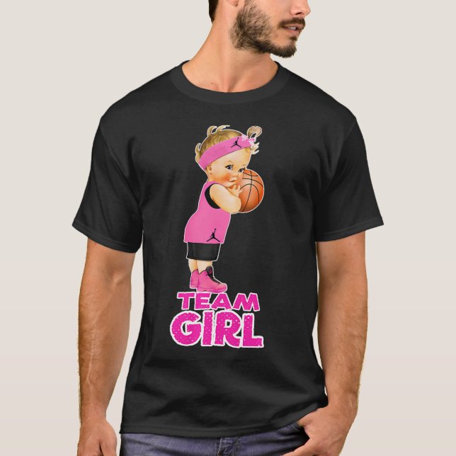 Basketball Team Girl Baby Shower Gender Reveal Par T-Shirt (Front)