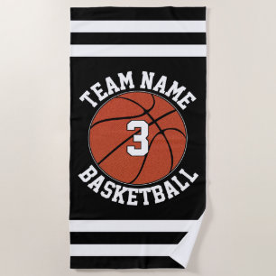 Basketball Team Name & Player Number Custom Beach Towel