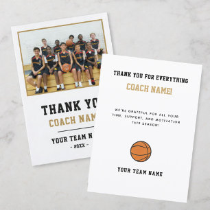 Basketball Team Photo Coach  Thank You Card