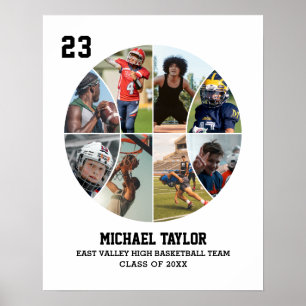 Basketball Team Senior Graduation Photo Collage Poster
