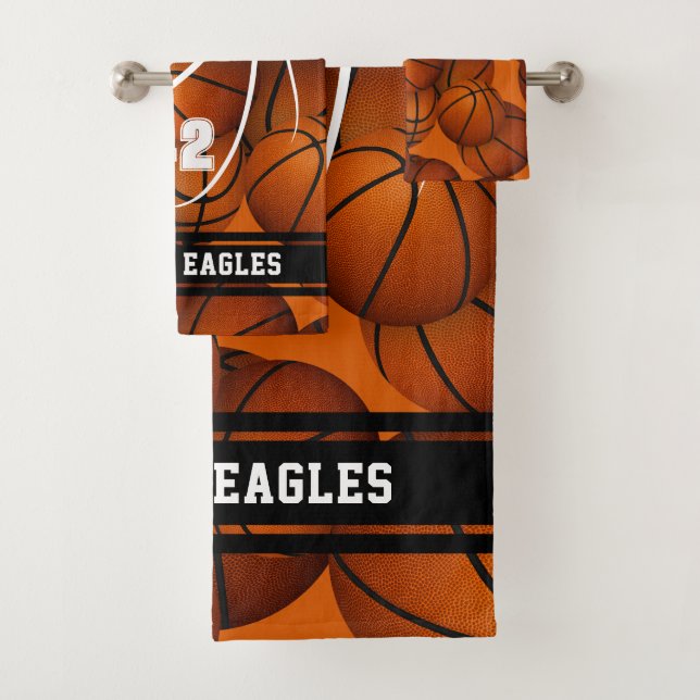basketball team spirit gifts athlete name bath towel set (Insitu)