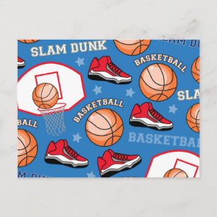 Basketball Team Sports Fan Athlete Coach Pattern Postcard