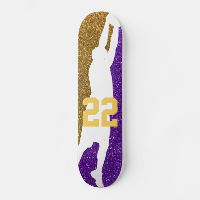Basketball Team Sports Glitter High School College Skateboard (Front)