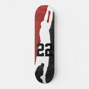 Basketball Team Sports Glitter High School College Skateboard