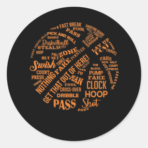 Basketball Terms Motivational Word Cloud Classic Round Sticker