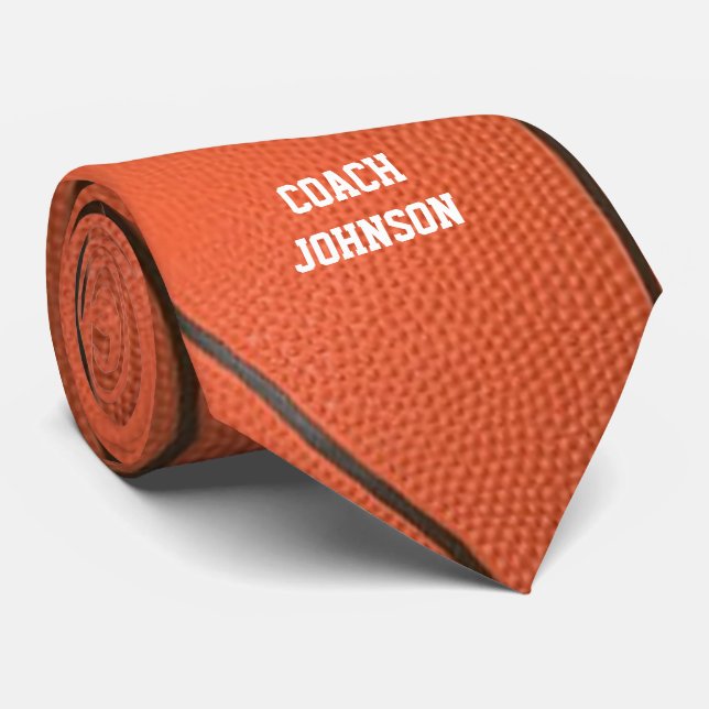 Basketball Texture Personalised Tie (Rolled)