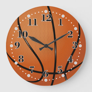 Basketball Texture Time for Sport Large Clock