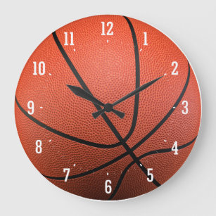 Basketball Texture   Time for Sport Large Clock