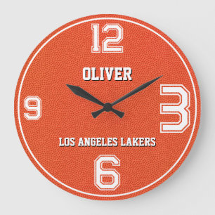 Basketball Textured Sports Custom Name Team Large Clock