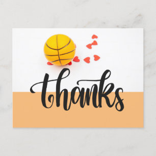 Basketball Thank you card with word THANKS