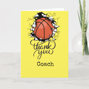 Basketball thank you coach   card