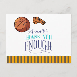 Basketball thank you coach postcard