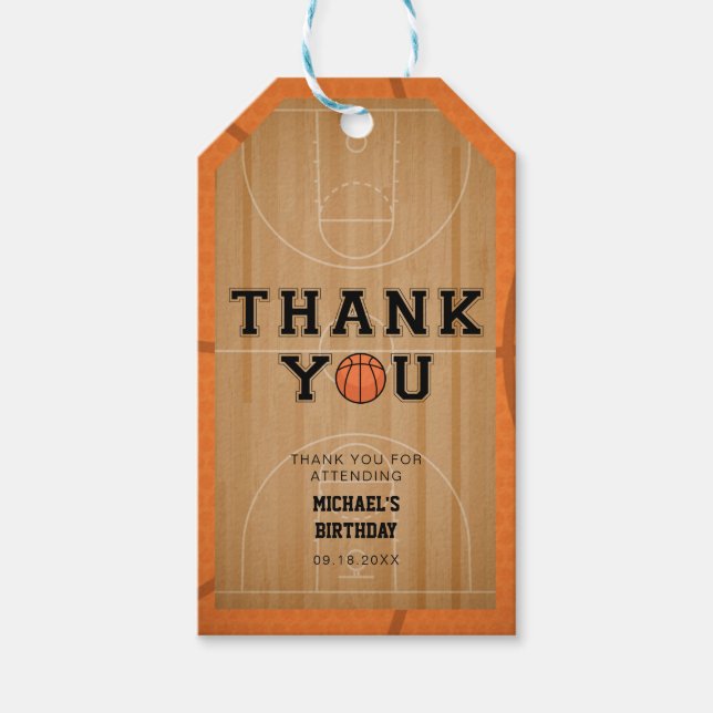 Basketball Thank You Gift Tags (Front)