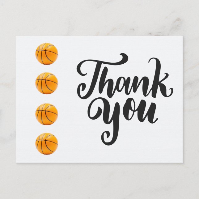 Basketball thank you  with basketball  postcard (Front)