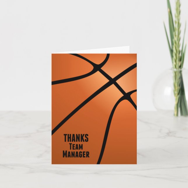 Basketball Thanks Team Manager Customisable Blank Thank You Card (Front)