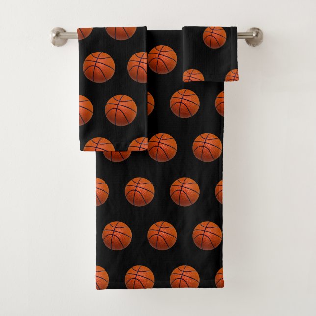 Basketball Theme Black      Bath Towel Set (Insitu)