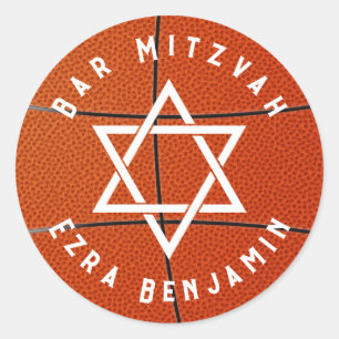 Basketball Theme Golf Bar Mitzvah Classic Round Sticker