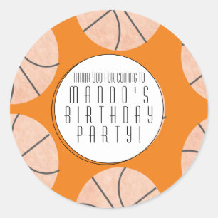 Basketball Theme Sports Birthday Party Any Colour Classic Round Sticker