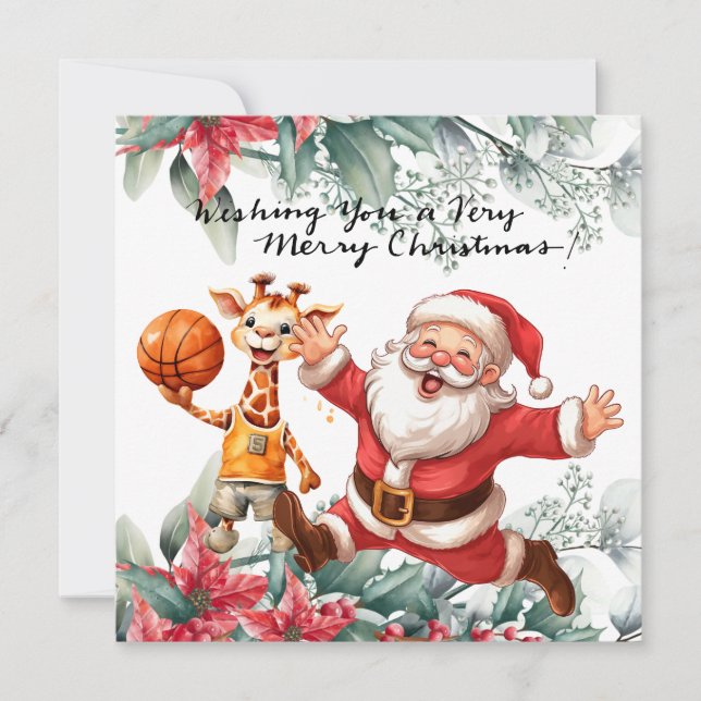 Basketball themed for Christmas  Holiday Card (Front)