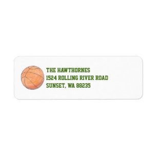 Basketball themed return address label