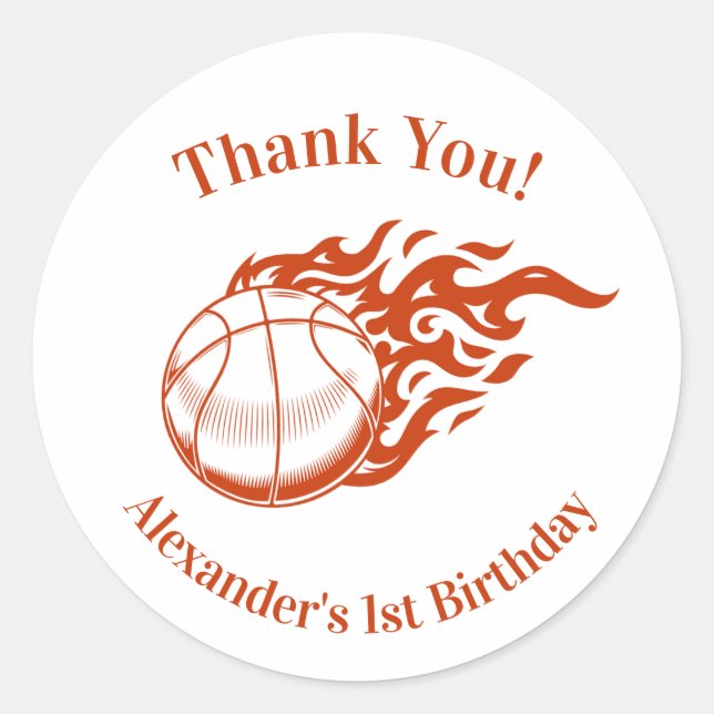 Basketball themed thank you stickers (Front)