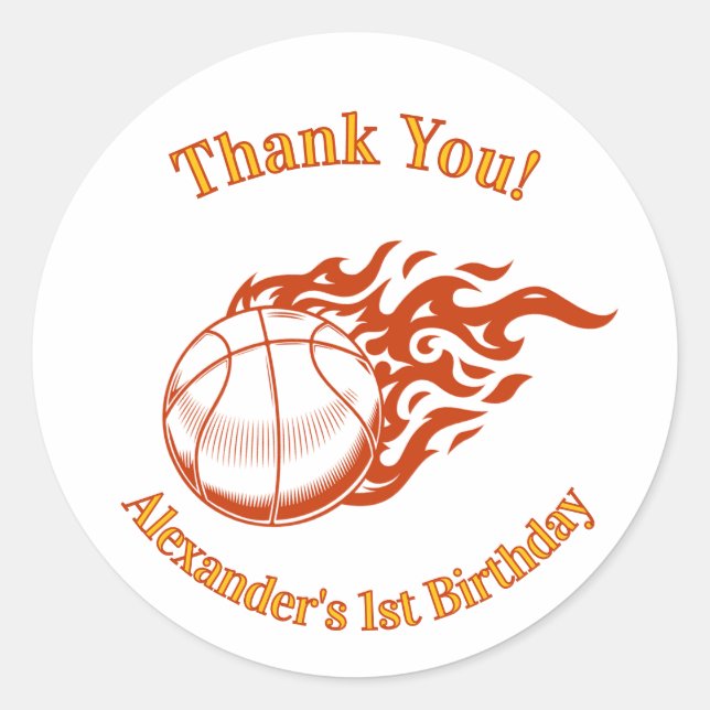 Basketball themed thank you stickers (Front)
