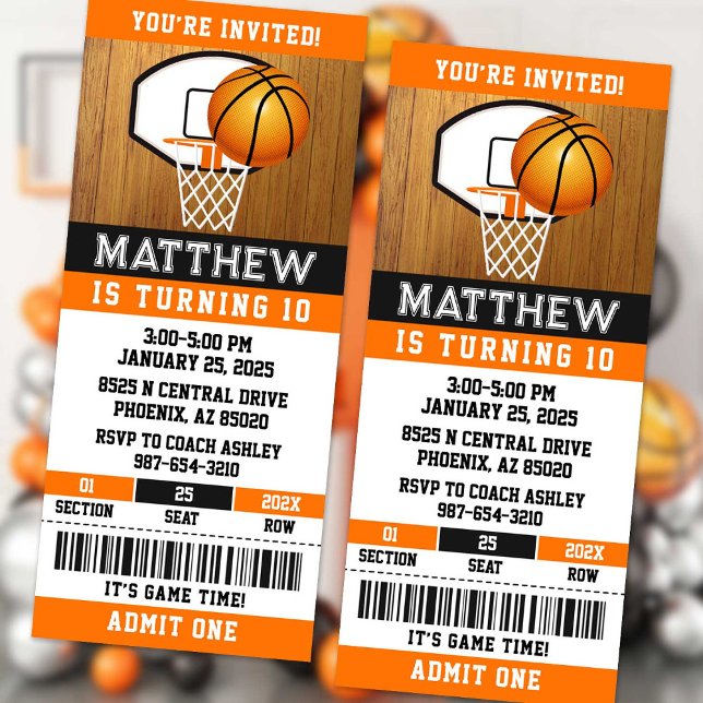 Basketball Ticket Birthday Invitation (Creator Uploaded)