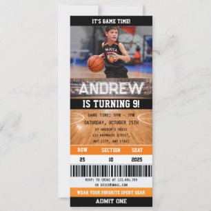 Basketball Ticket Birthday Invitation with a Photo