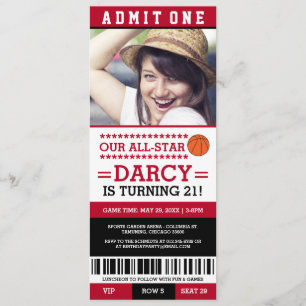 Basketball Ticket Birthday Invites