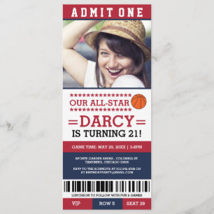 Basketball Ticket Birthday Invites
