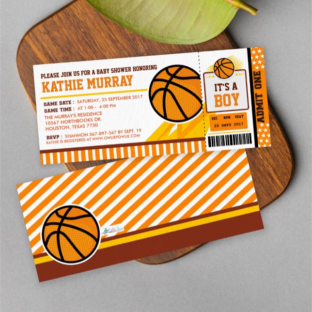 Basketball Ticket Pass Baby Shower Invitation (Creator Uploaded)