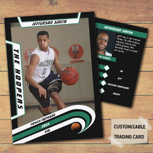 Basketball Trading Card in Lively Green Black