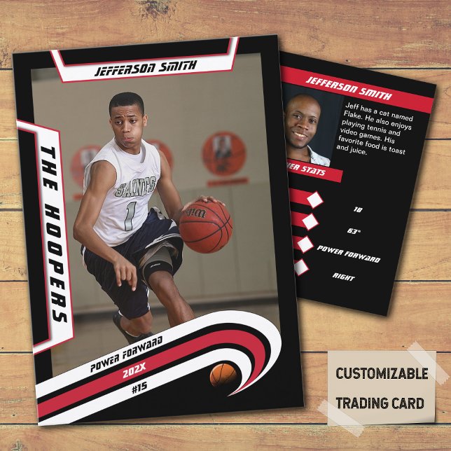 Basketball Trading Card in Lively Red Black (Unleash the Future of Basketball Collectibles with the Basketball Trading Card in Lively Red Black)