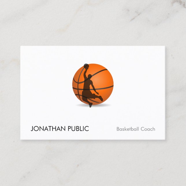 Basketball Trainer Coach Modern Professional Business Card (Front)