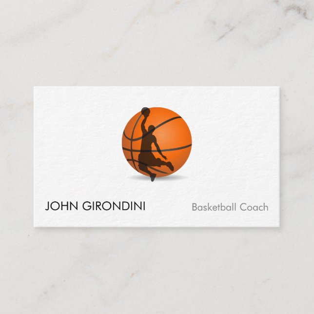 Basketball Trainer Coach Modern Signature UV Matte Business Card (Front)
