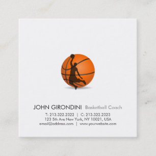Basketball Trainer Coach Modern Trendy Square Square Business Card