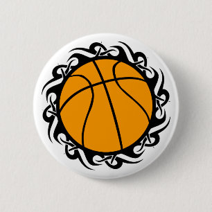 basketball. tribal. 6 cm round badge
