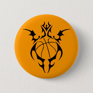 basketball. tribal. 6 cm round badge