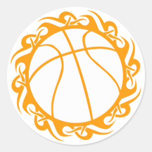 basketball. tribal. classic round sticker