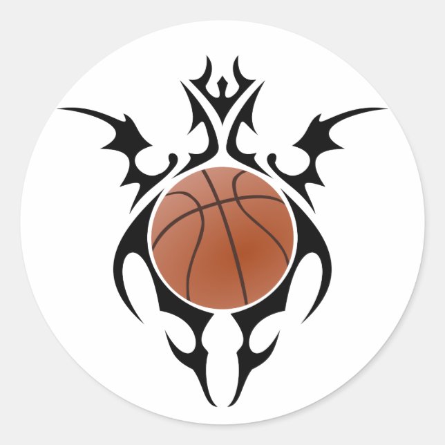 basketball. tribal. classic round sticker (Front)