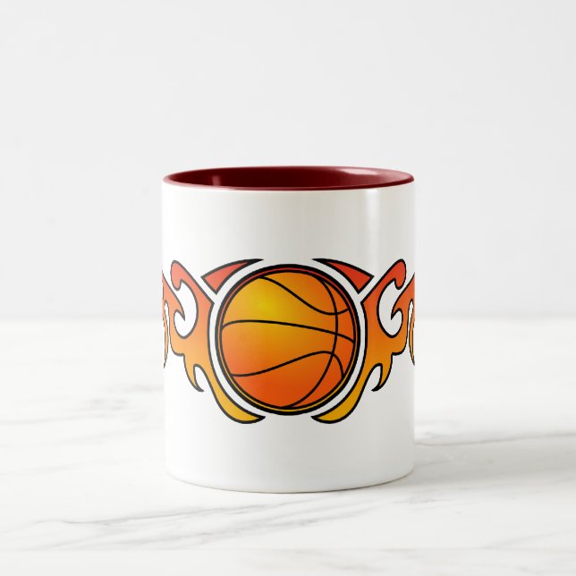 Basketball Tribal Flames Orange Mug (Center)