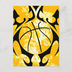 basketball. tribal. postcard
