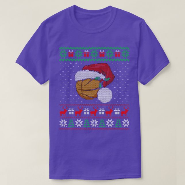 Basketball Ugly Christmas Sweater Happy Holiday Se (Design Front)