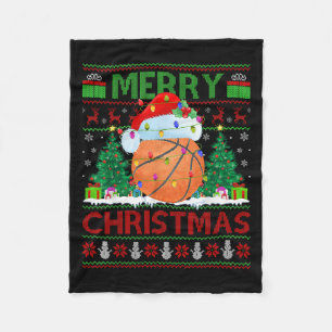 Basketball Ugly Christmas Sweater Srts Player Ligh Fleece Blanket