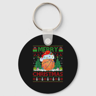Basketball Ugly Christmas Sweater Srts Player Ligh Key Ring