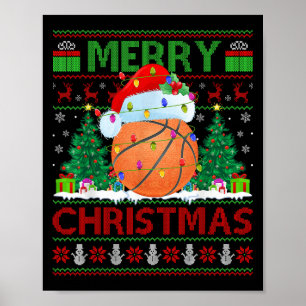 Basketball Ugly Christmas Sweater Srts Player Ligh Poster